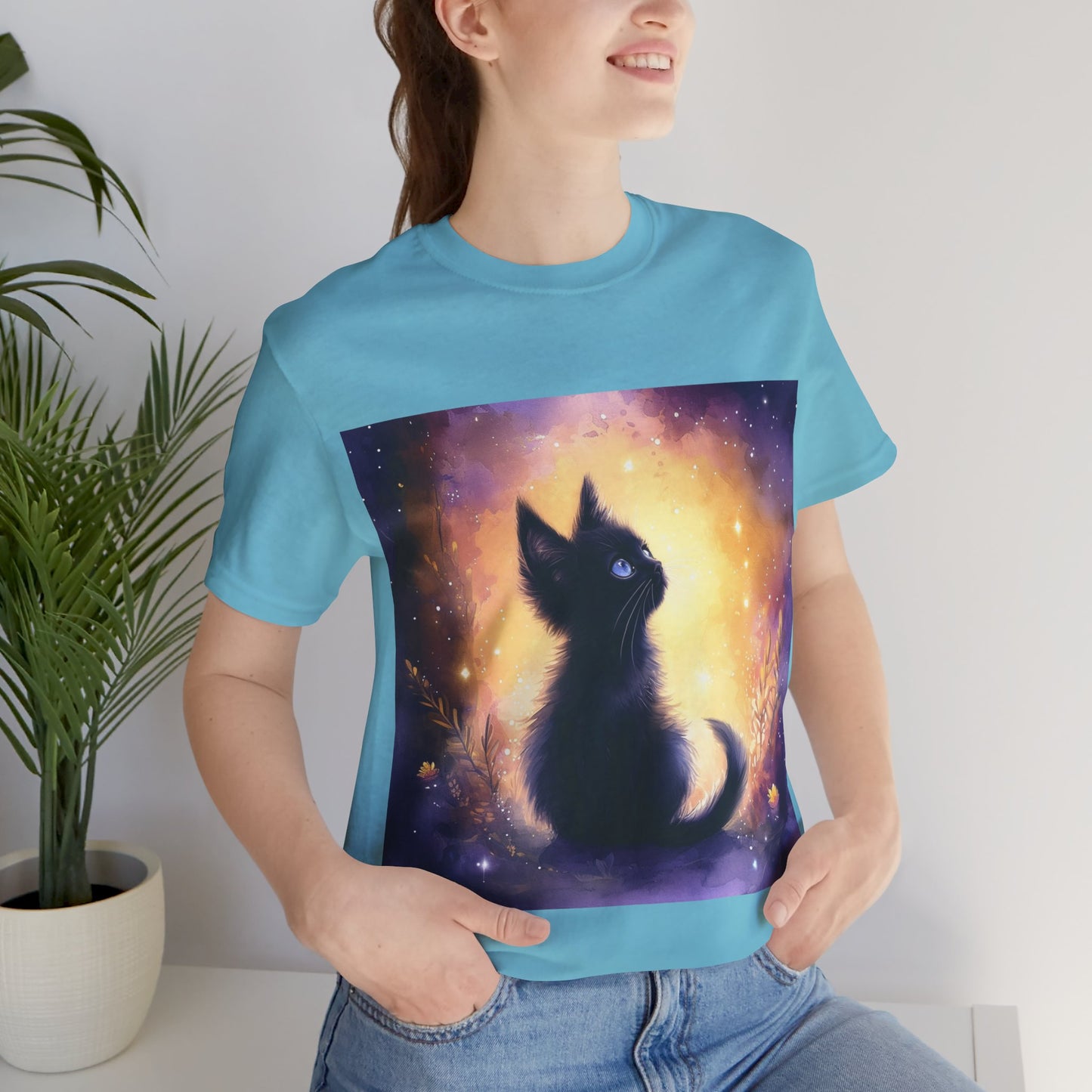 Galaxy Black Kitten Unisex Jersey Short Sleeve Tee