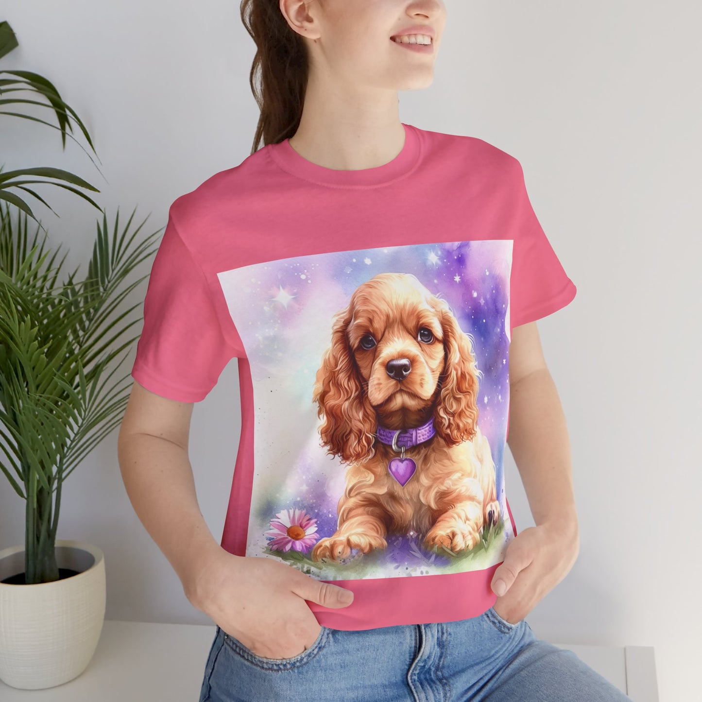 Cute Cocker Spaniel Unisex Jersey Short Sleeve Tee