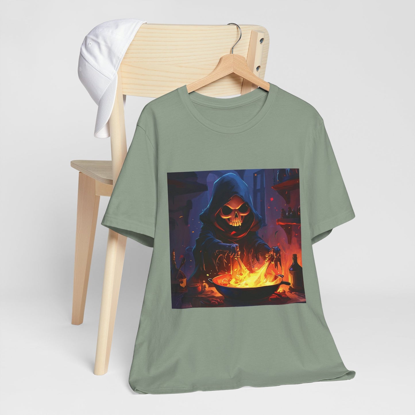 Dark Grim Reaper Cooking Unisex Jersey Short Sleeve Tee