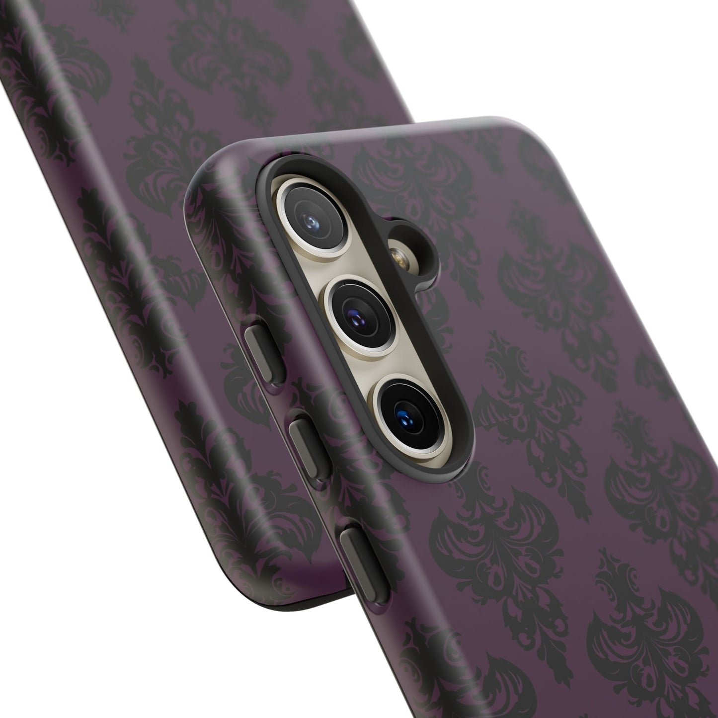 Purple and Black Victorian Damask Pattern Tough Cases