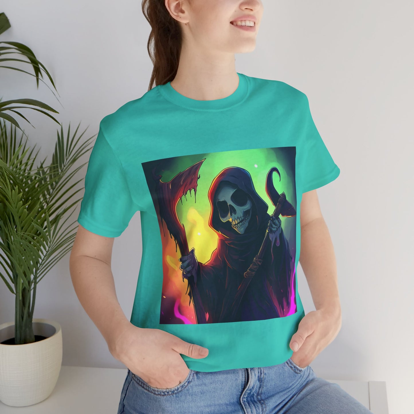 Colorful Grim Reaper Unisex Jersey Short Sleeve Tee