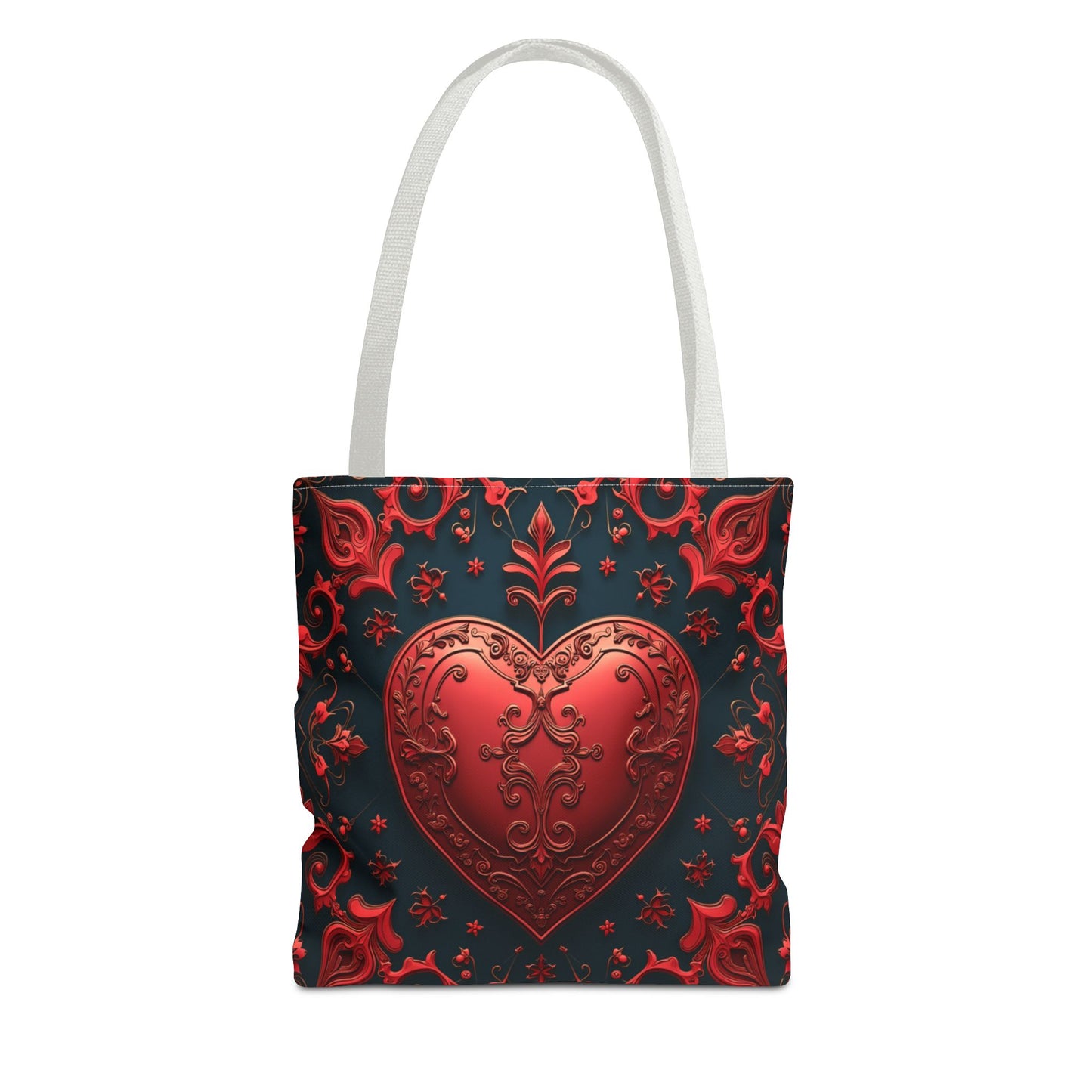 Intricate Red Heart Design Tote Bag (AOP)