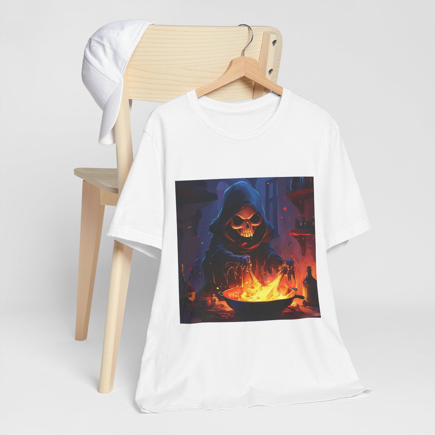 Dark Grim Reaper Cooking Unisex Jersey Short Sleeve Tee