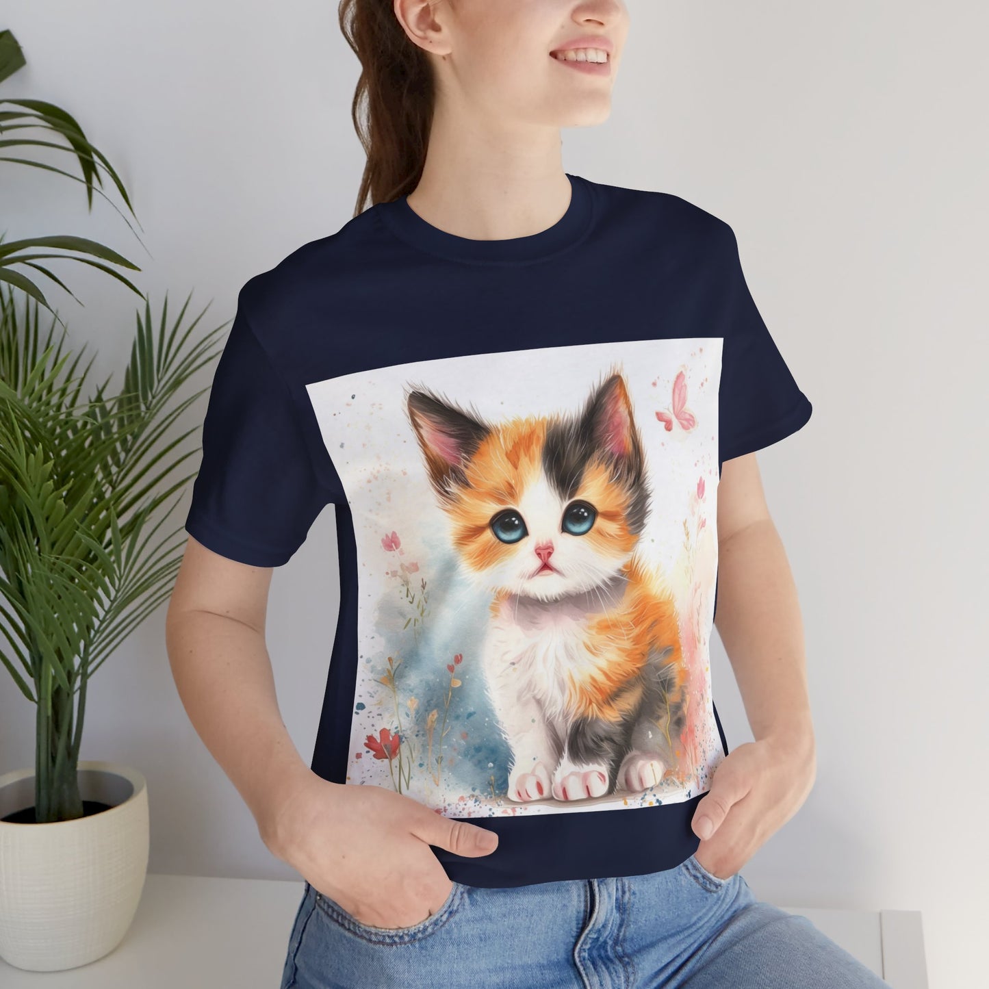 Butterfly Calico Kitten Unisex Jersey Short Sleeve Tee