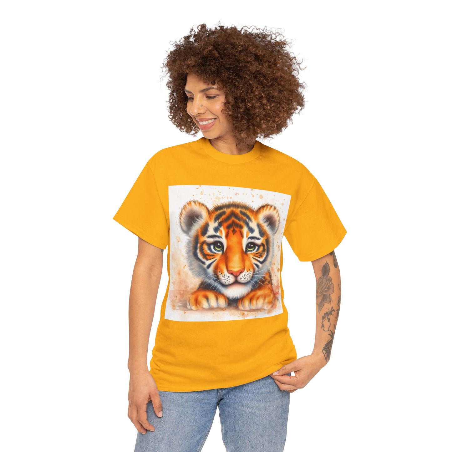 Cute Tiger Unisex Heavy Cotton Tee