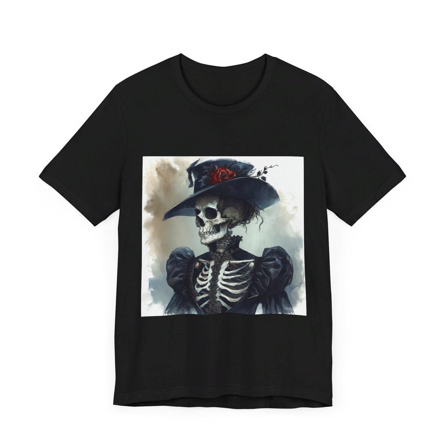 Rose Hat Skeleton Unisex Jersey Short Sleeve Tee