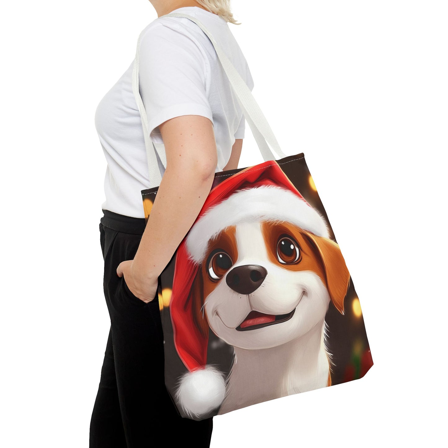 Adorable Festive Puppy Tote Bag (AOP)