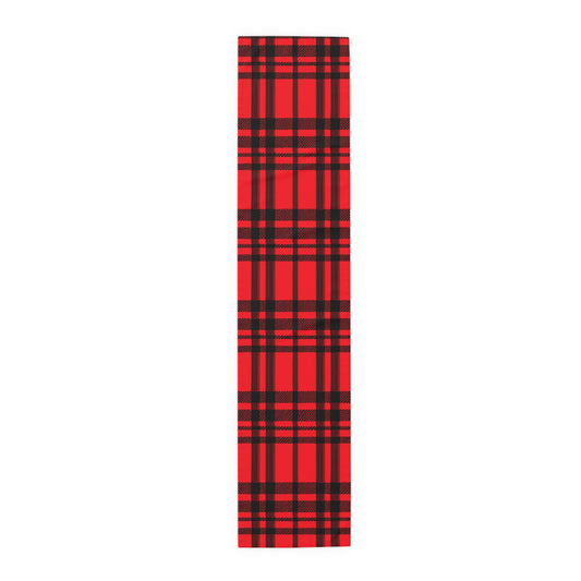 Red and Black Plaid Table Runner (Cotton, Poly)