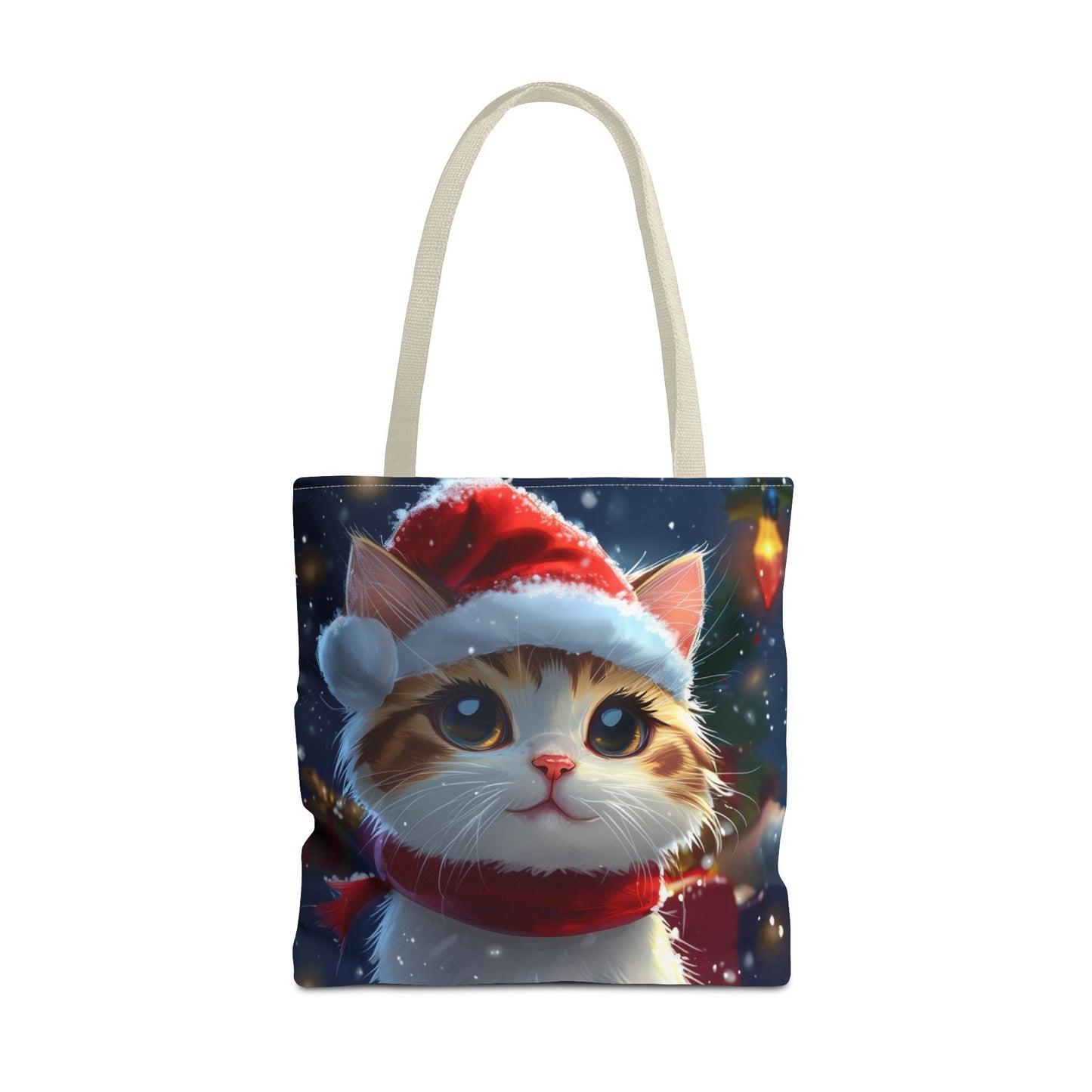 Cute Santa Hat Kitty Tote Bag (AOP)