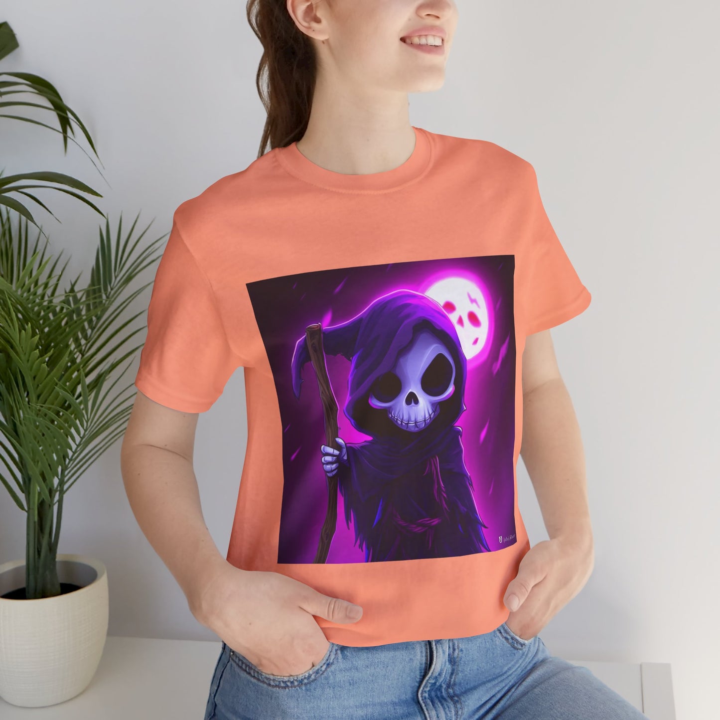 Smiling Moon Grim Reaper Unisex Jersey Short Sleeve Tee