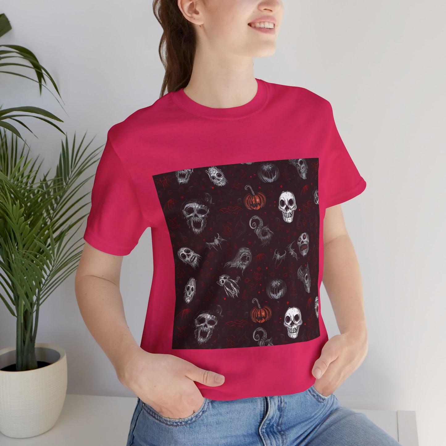 Scary Halloween Pattern Unisex Jersey Short Sleeve Tee