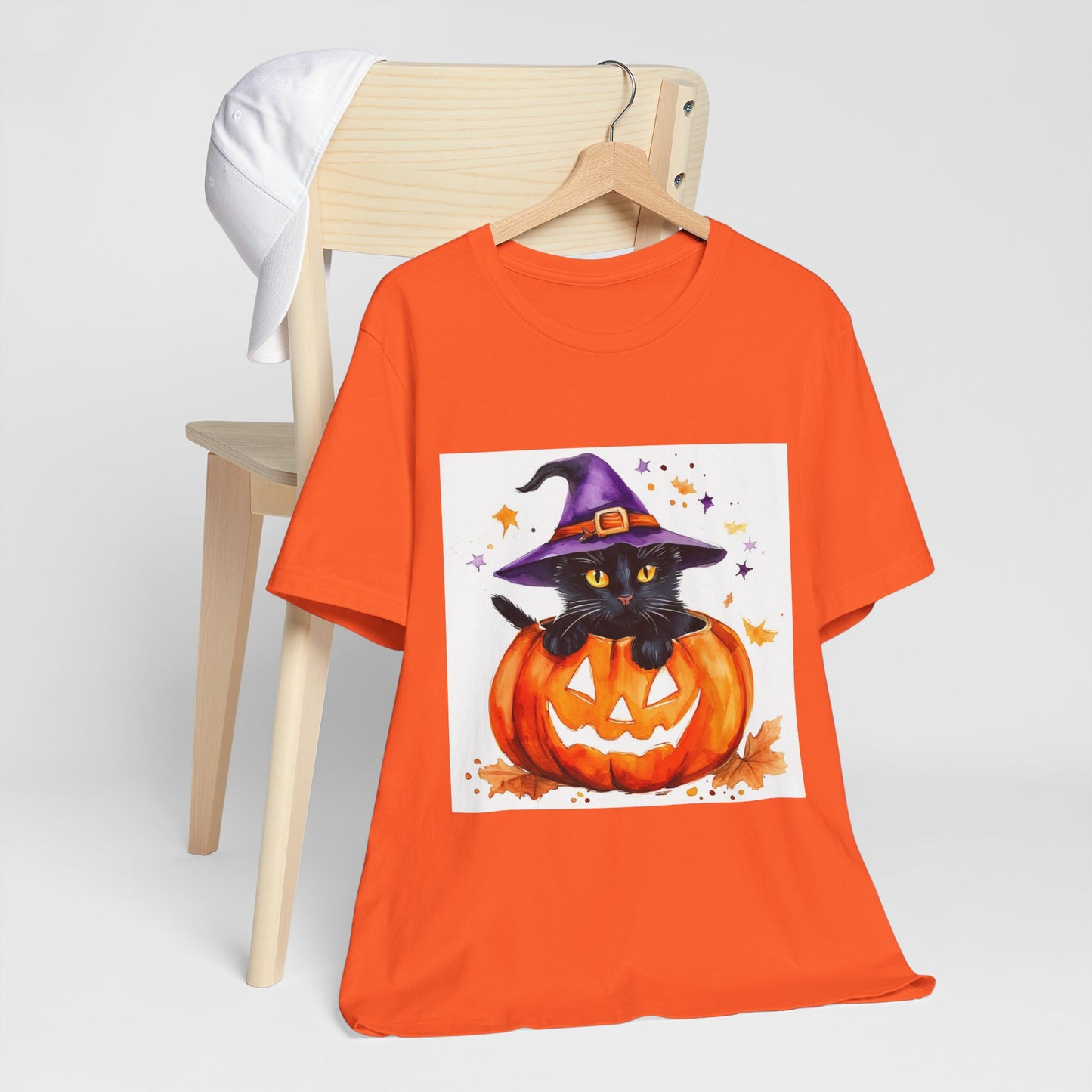 Cute Halloween Cat Jack o Lantern Unisex Jersey Short Sleeve Tee