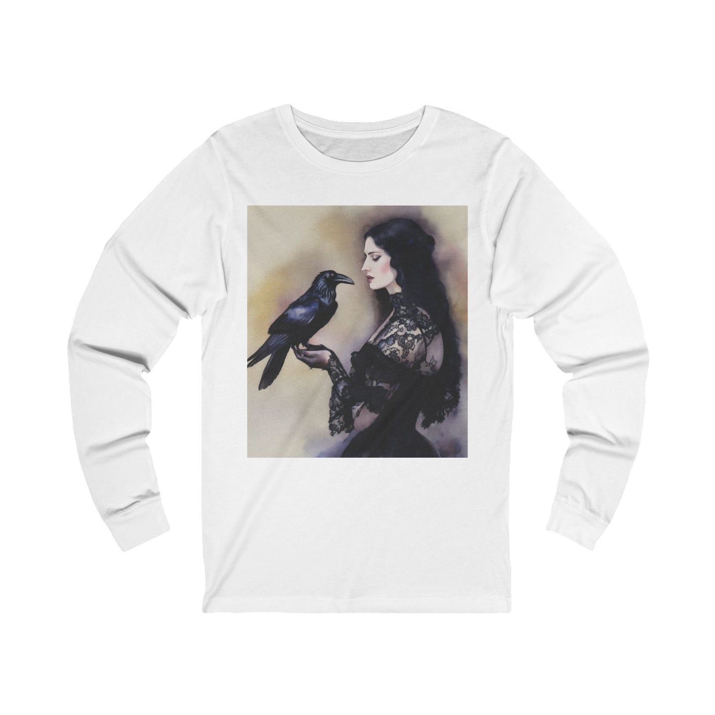 Victorian Raven Portrait Unisex Jersey Long Sleeve Tee