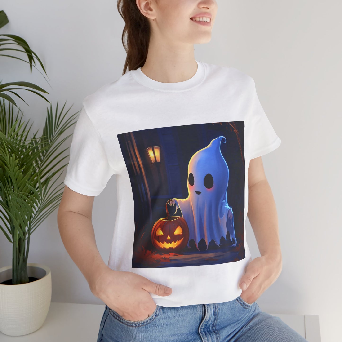 Cute Ghost Trick or Treating Unisex Jersey Short Sleeve Tee