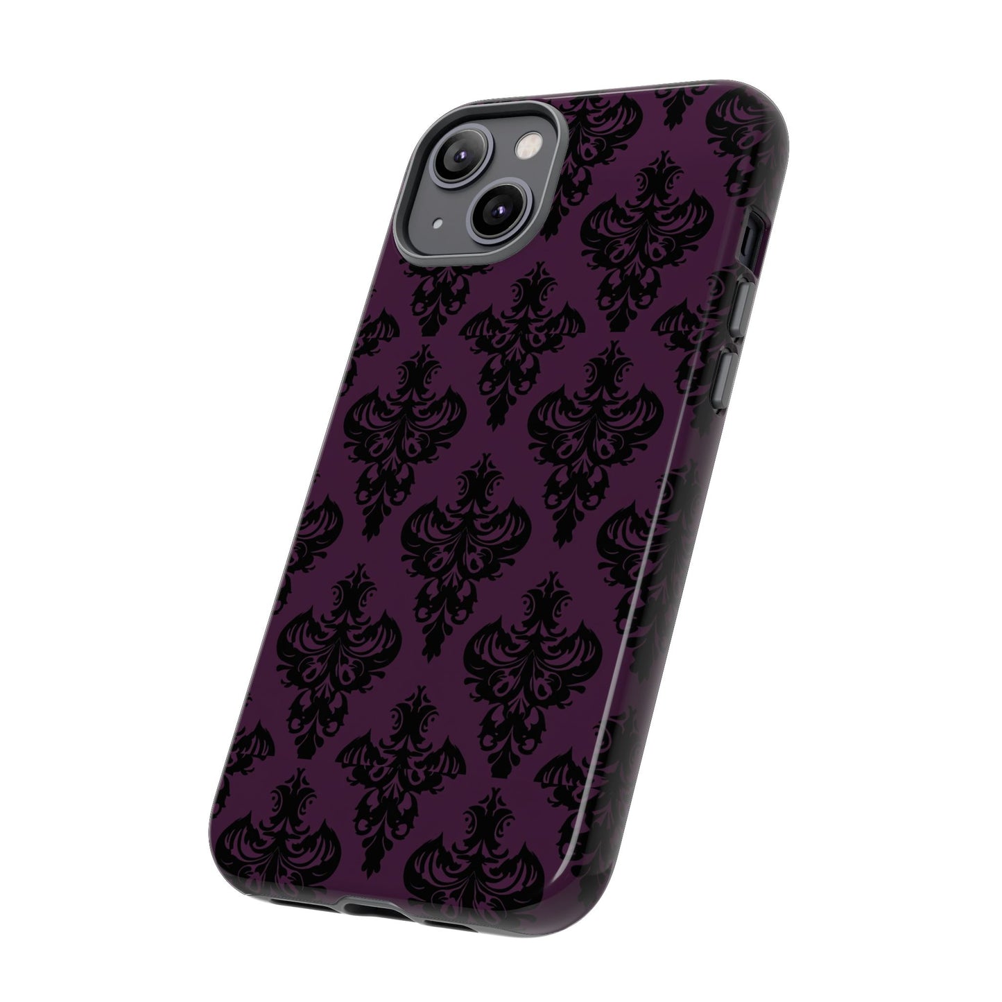 Purple and Black Victorian Damask Pattern Tough Cases