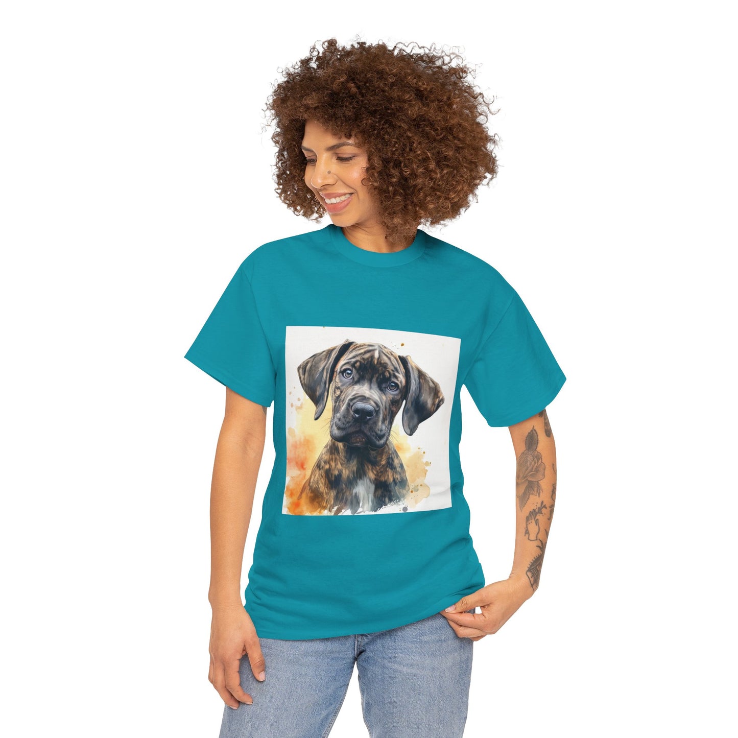 Brindle Great Dane Puppy Unisex Heavy Cotton Tee