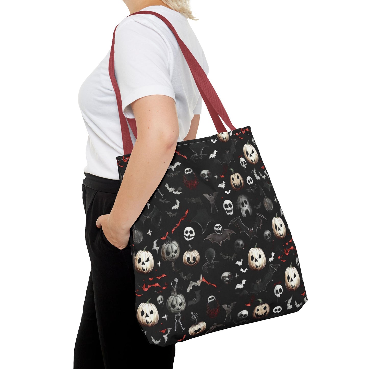 Creepy Halloween Pattern Tote Bag (AOP)