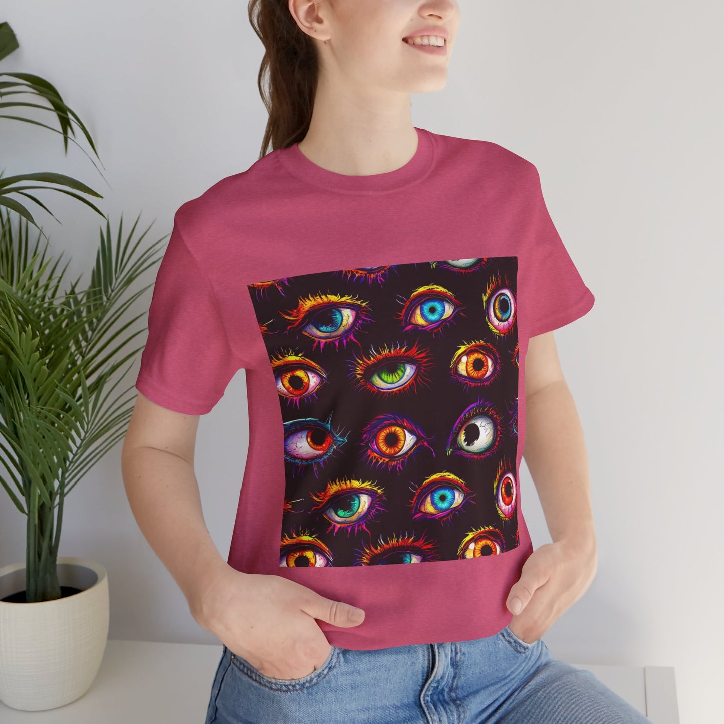 Colorful Spooky Eye Pattern Unisex Jersey Short Sleeve Tee