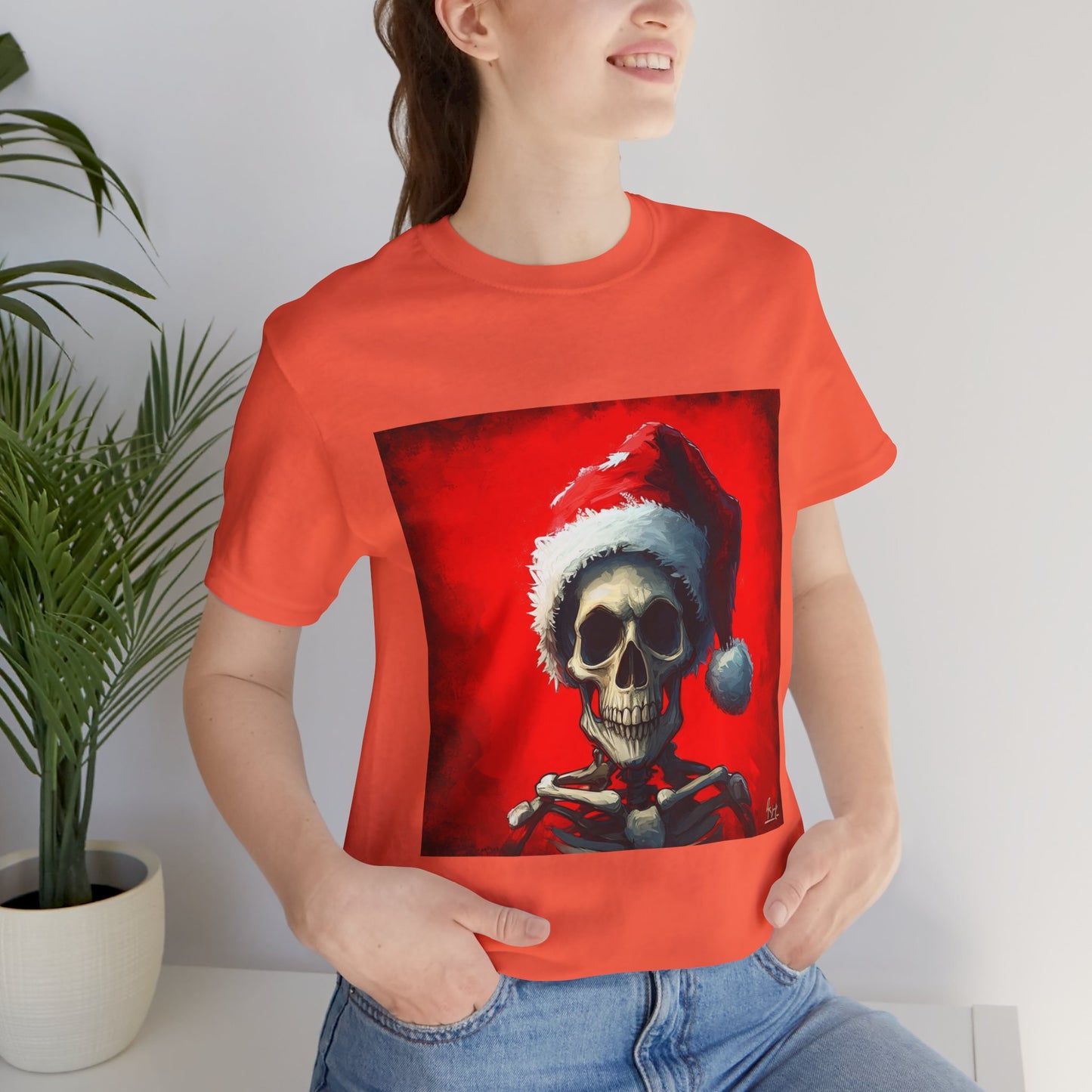 Dark Spooky Skeleton Santa Unisex Jersey Tee