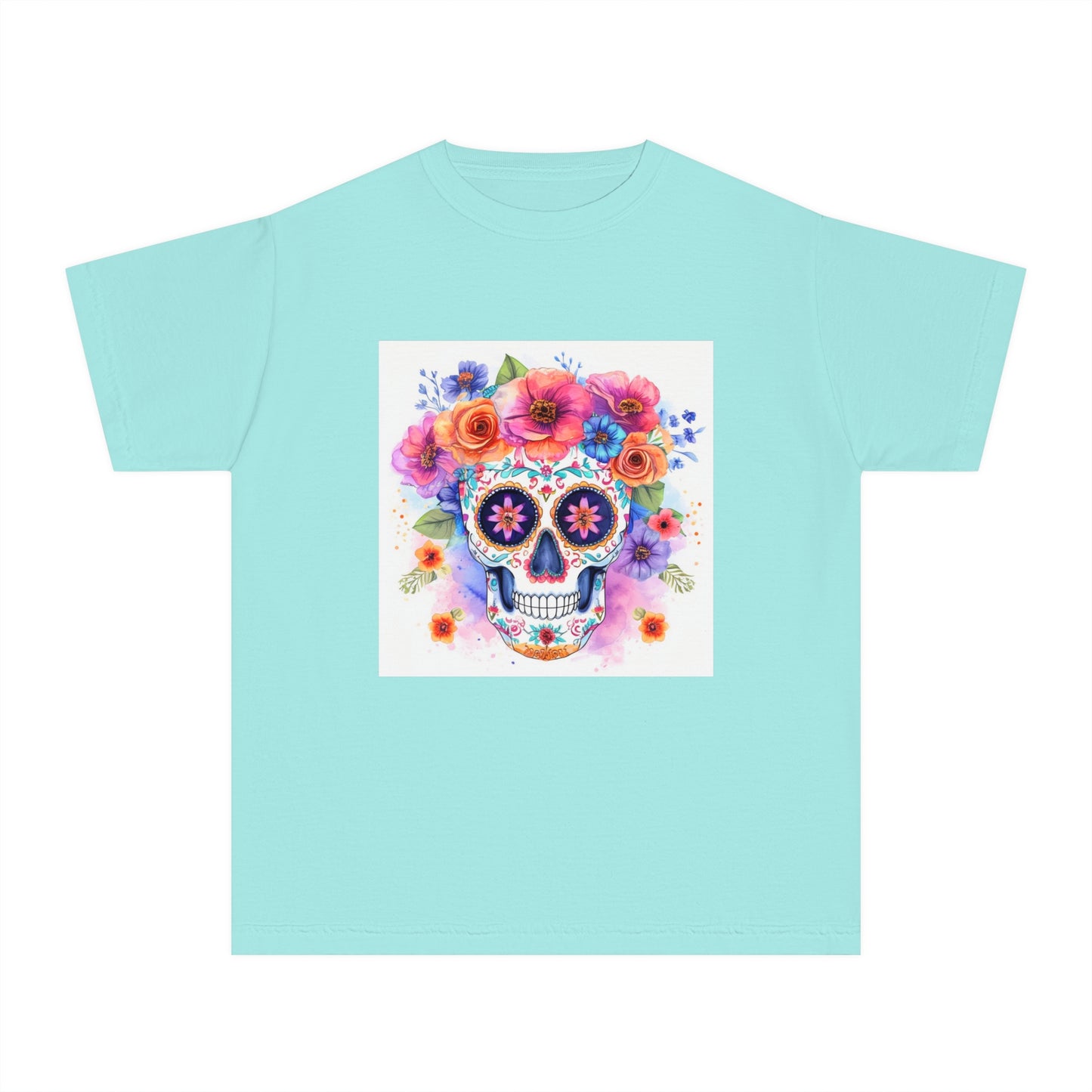 Colorful Sugar Skull Youth Midweight Tee