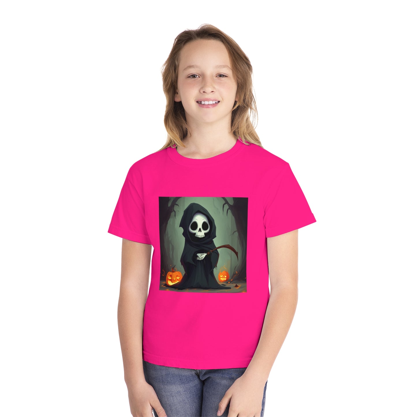 Spooky Forest Grim Reaper Youth Midweight Tee