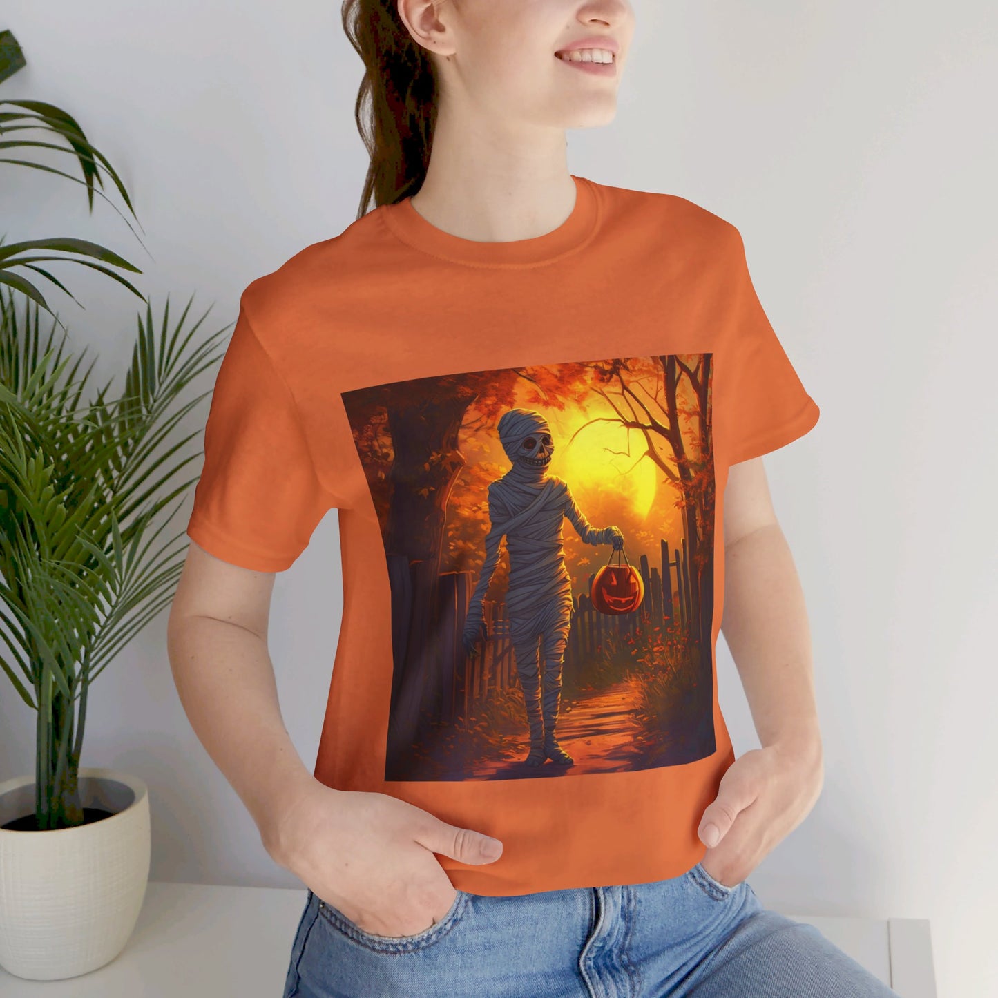 Halloween Sunset Mummy Unisex Jersey Short Sleeve Tee