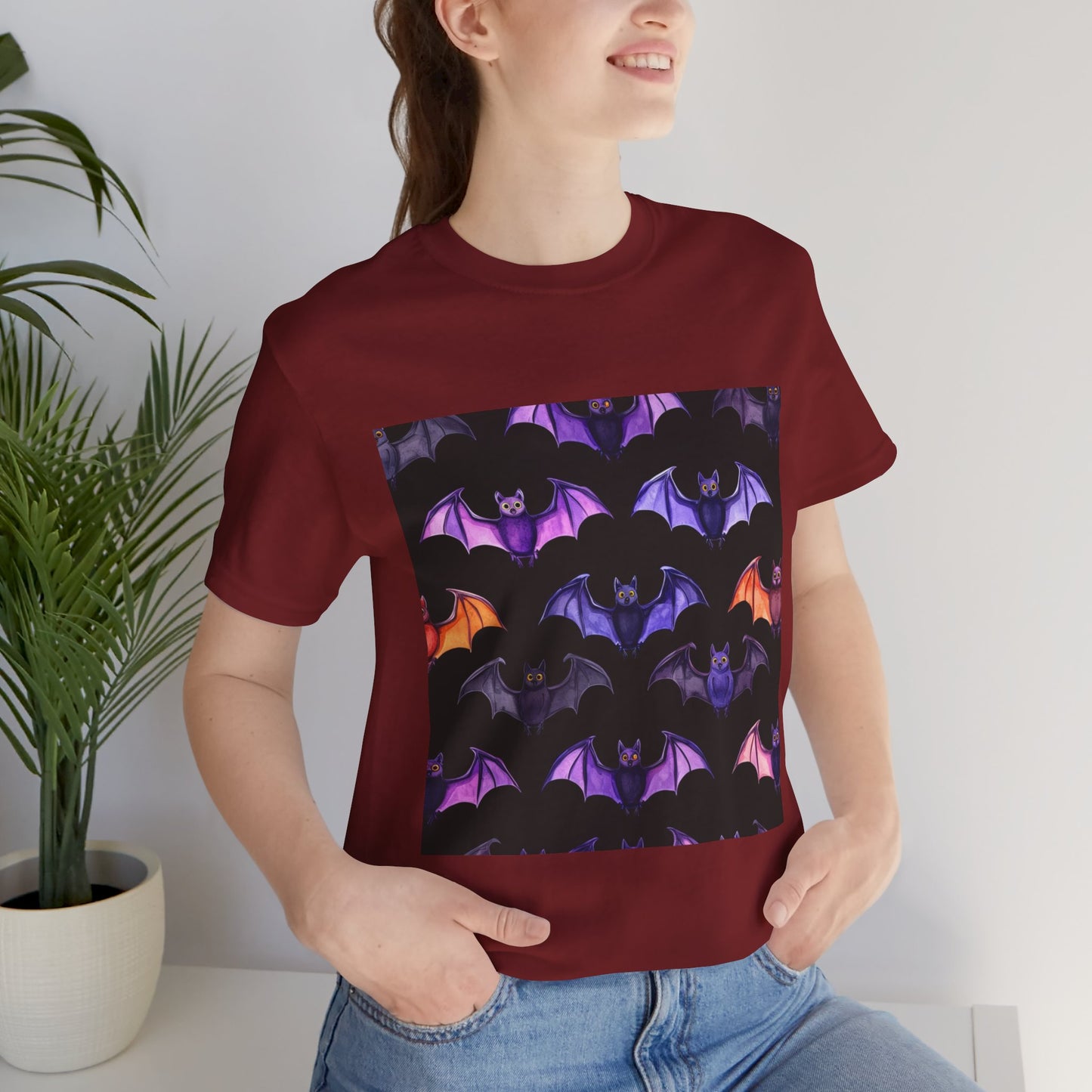 Cute Bat Pattern Unisex Jersey Short Sleeve Tee