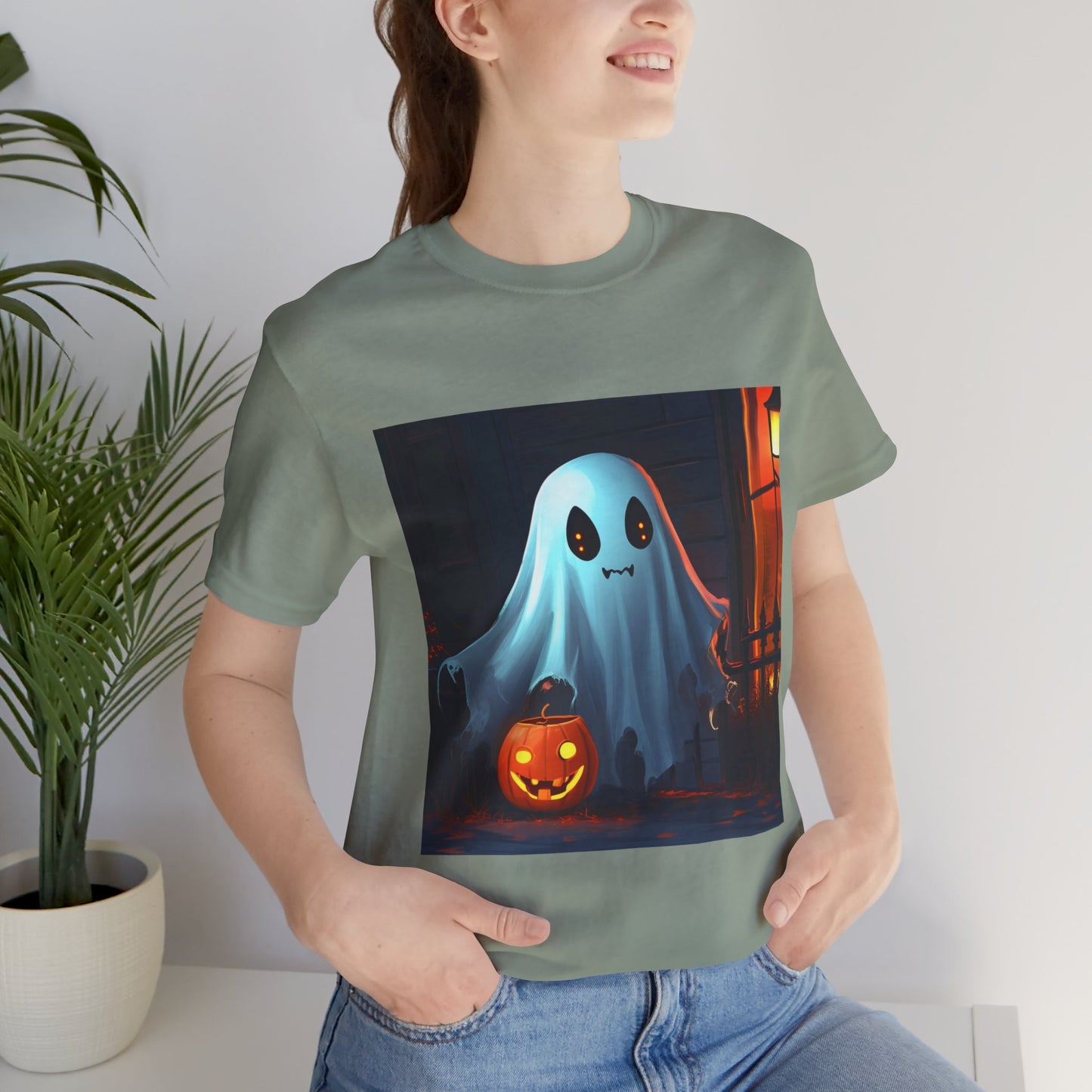 Cute Ghost Trick or Treating Unisex Jersey Short Sleeve Tee