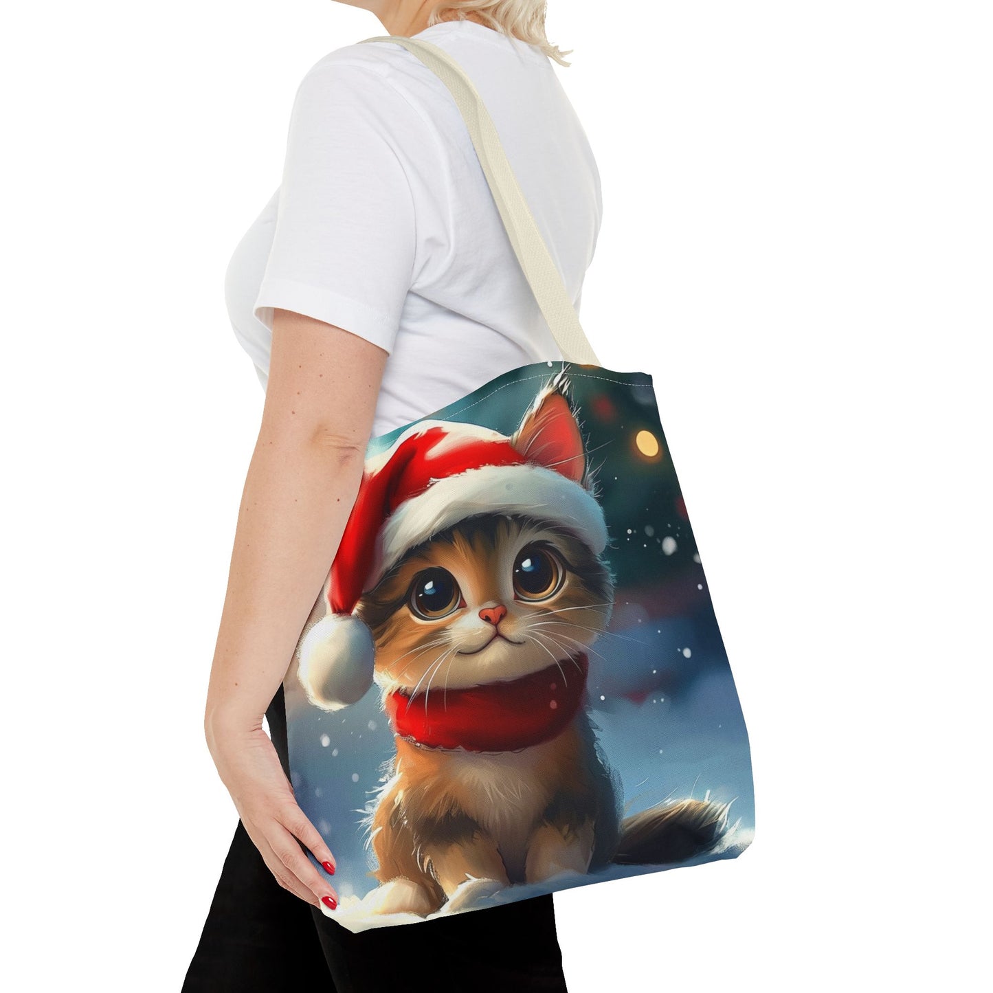 Cute Festive Kitten Tote Bag (AOP)