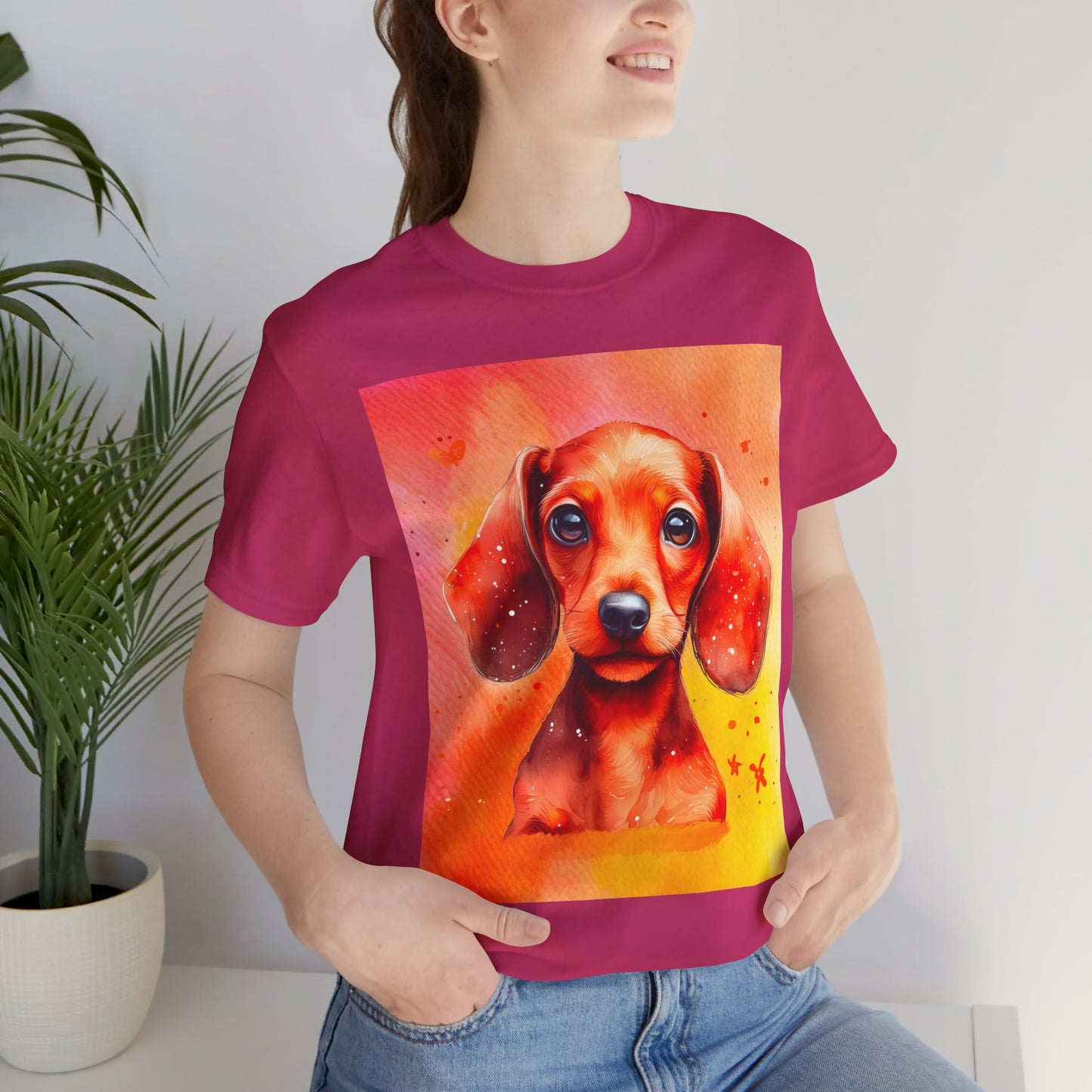 Red Dachshund Unisex Jersey Short Sleeve Tee