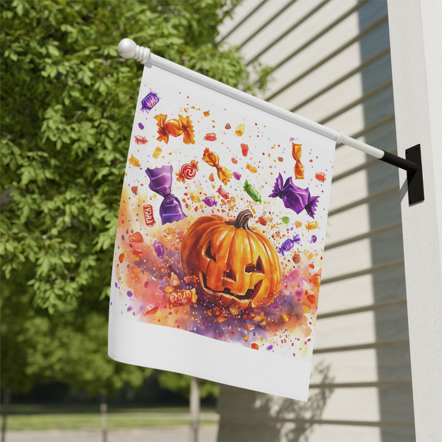 Jack o' Lantern Candy Explosion Garden & House Banner