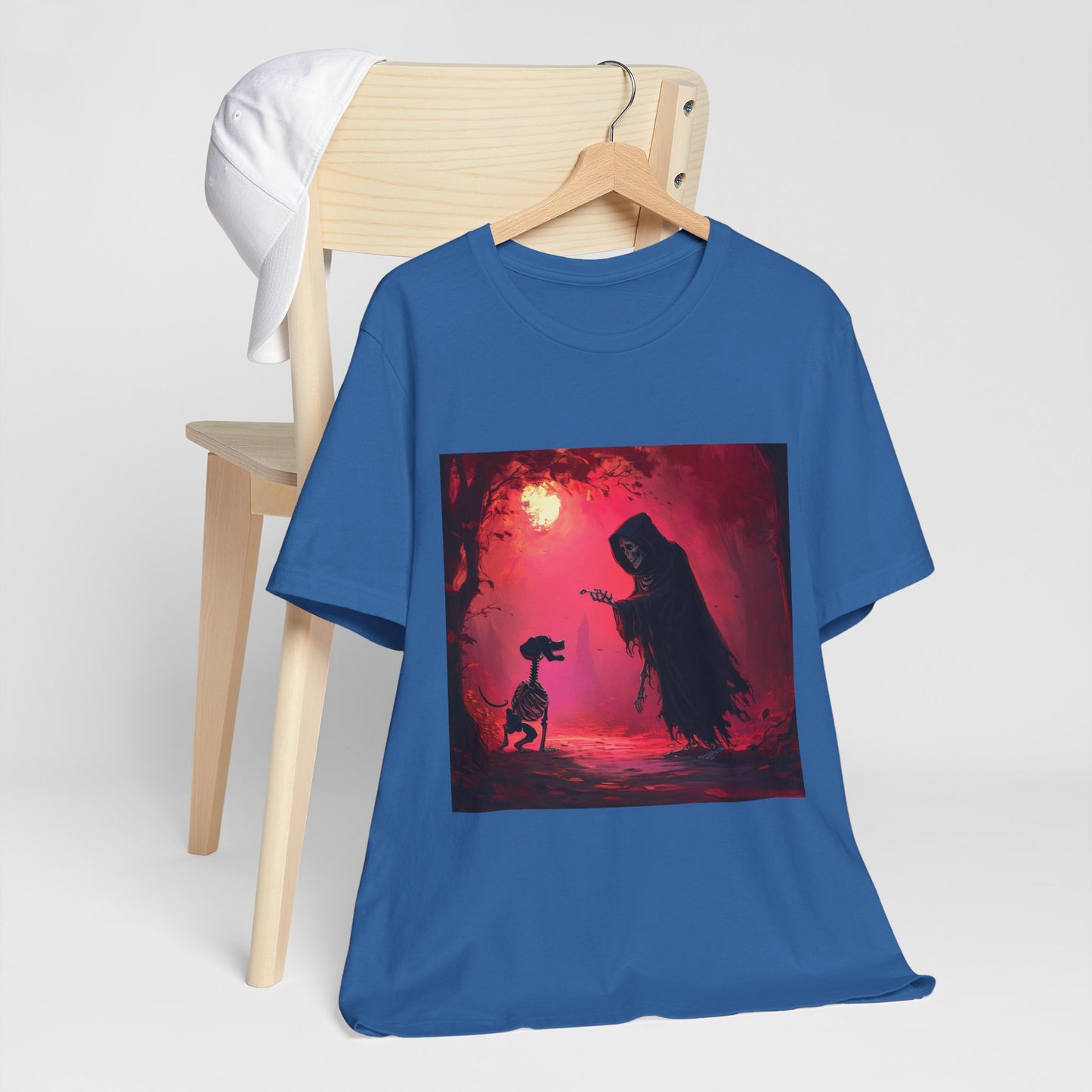 Grim Reaper Walking his DogUnisex Jersey Short Sleeve Tee