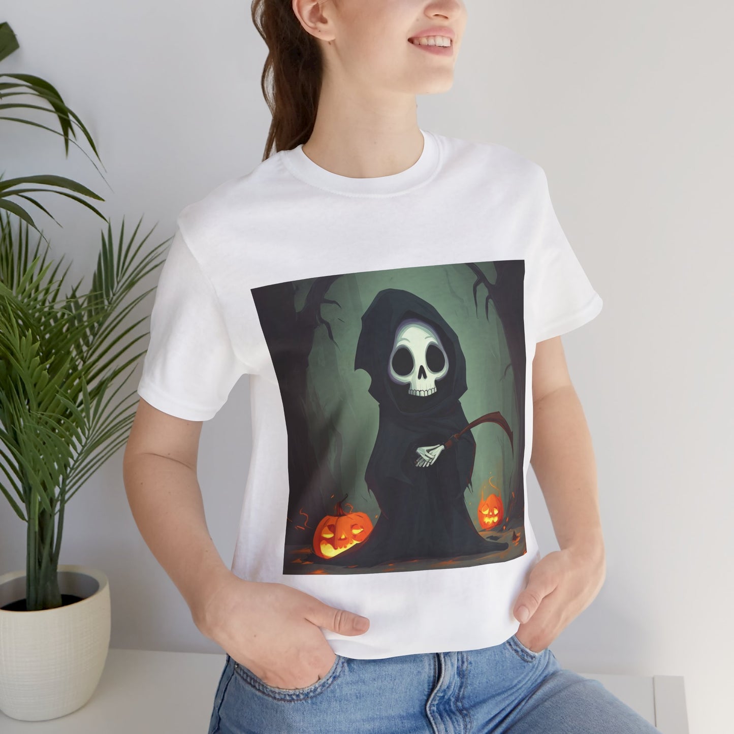 Spooky Forest Grim Reaper Unisex Jersey Short Sleeve Tee