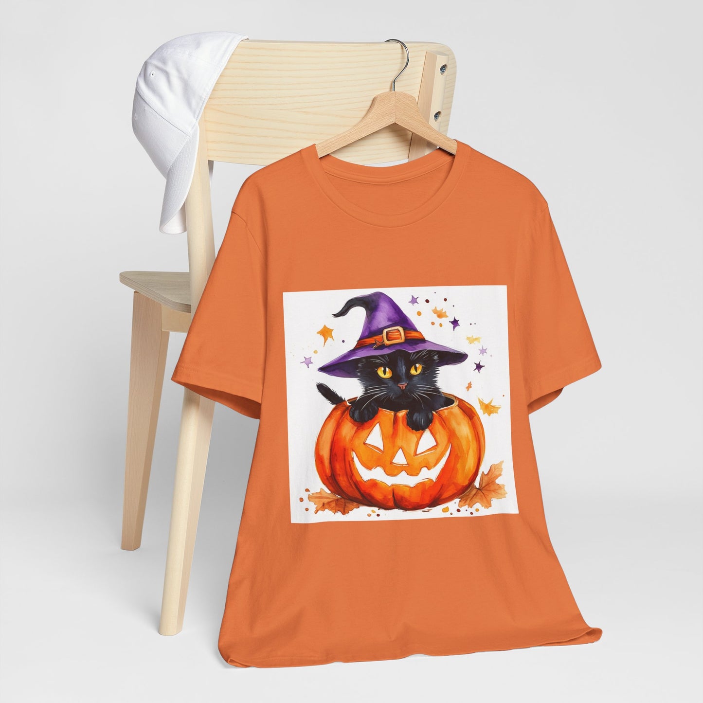 Cute Halloween Cat Jack o Lantern Unisex Jersey Short Sleeve Tee