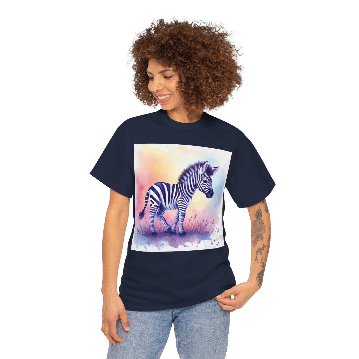 Lovable Baby Zebra Unisex Heavy Cotton Tee