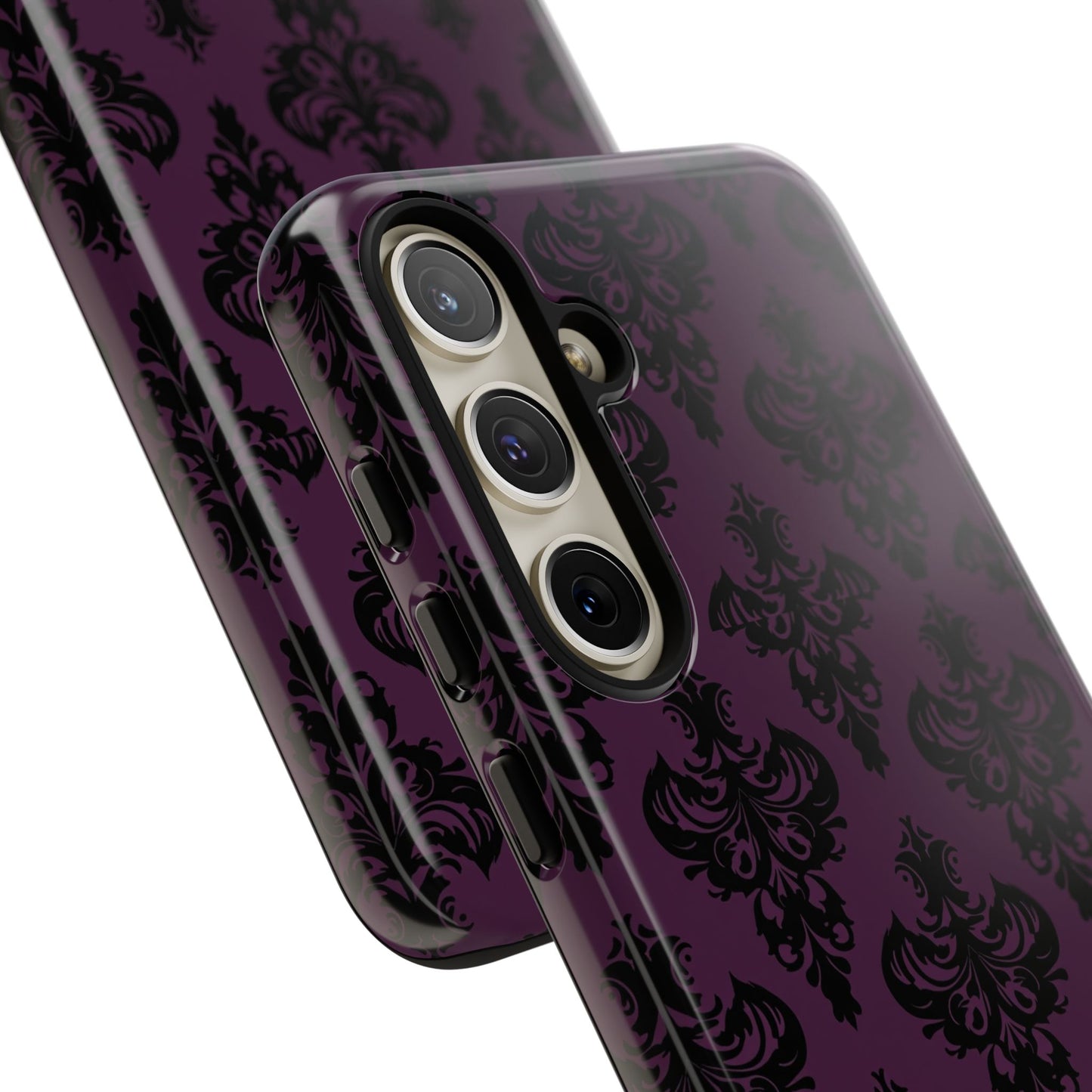 Purple and Black Victorian Damask Pattern Tough Cases