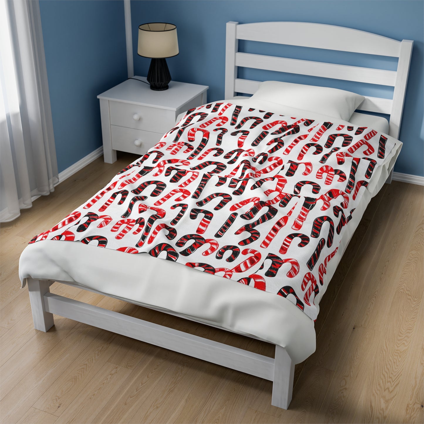 Cute Candy Cane Pattern Velveteen Plush Blanket