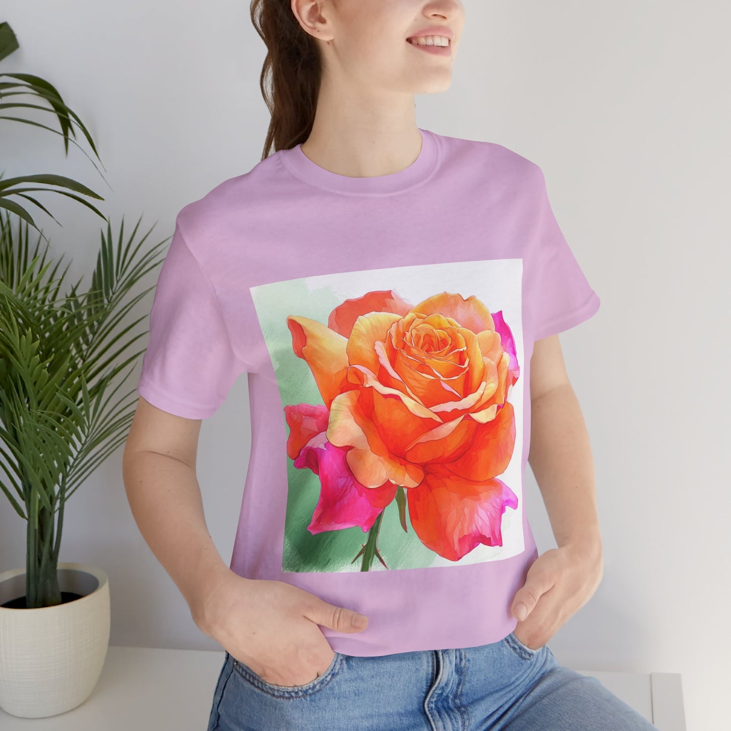 Radiant Rose Art Unisex Jersey Tee - Vibrant Rose Design