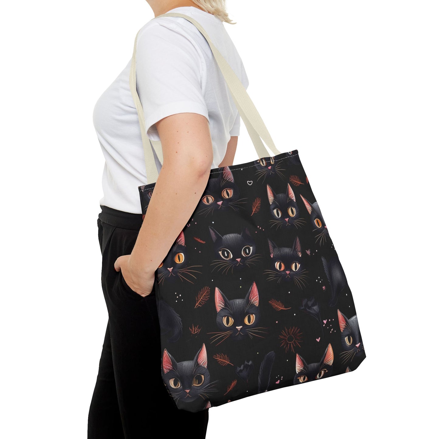 Cute Black Cat Pattern Tote Bag (AOP)