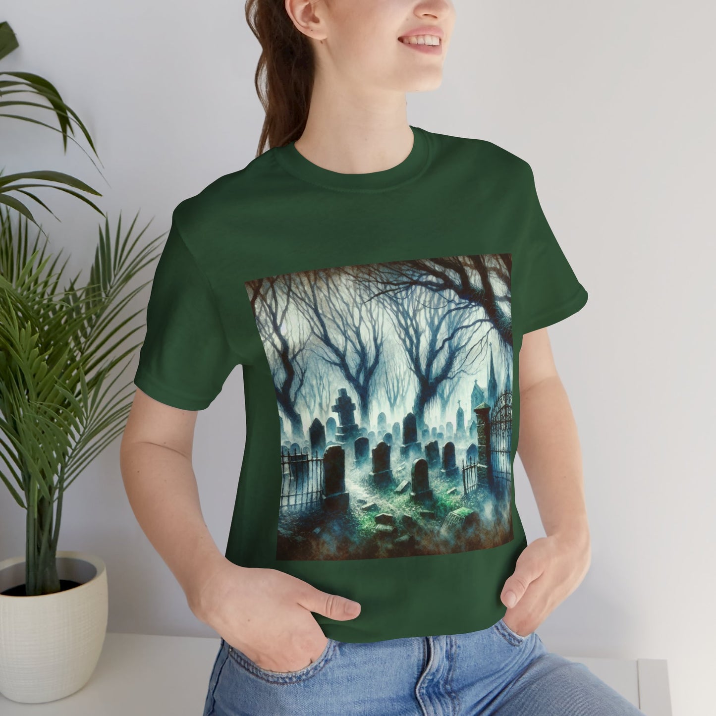 Haunted Cemetery Unisex Jersey Short Sleeve Tee