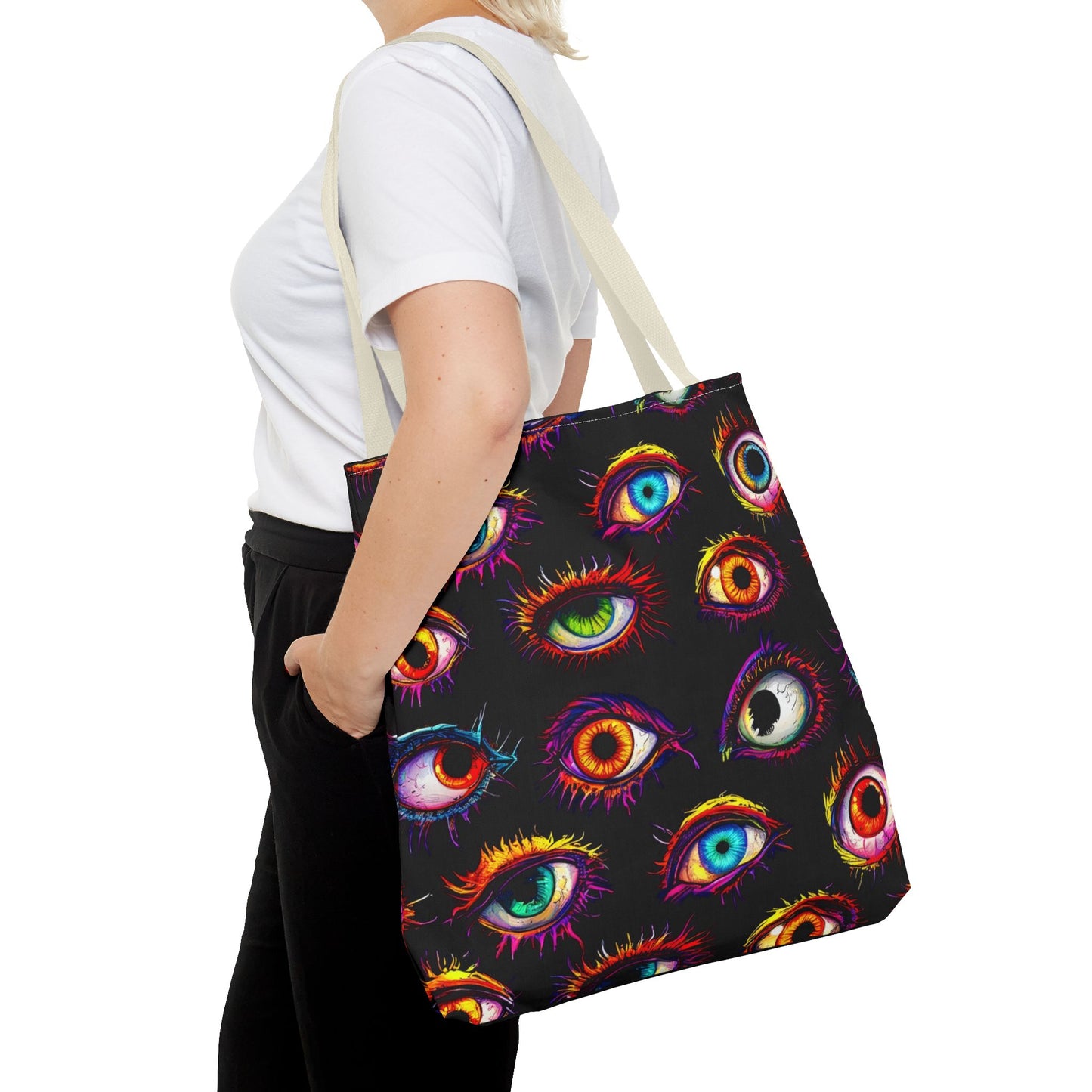 Colorful Spooky Eye Pattern Tote Bag (AOP)