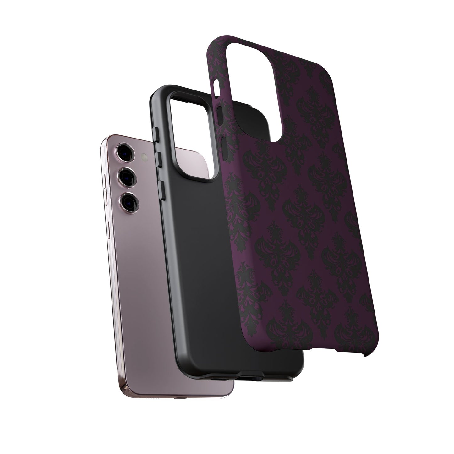 Purple and Black Victorian Damask Pattern Tough Cases