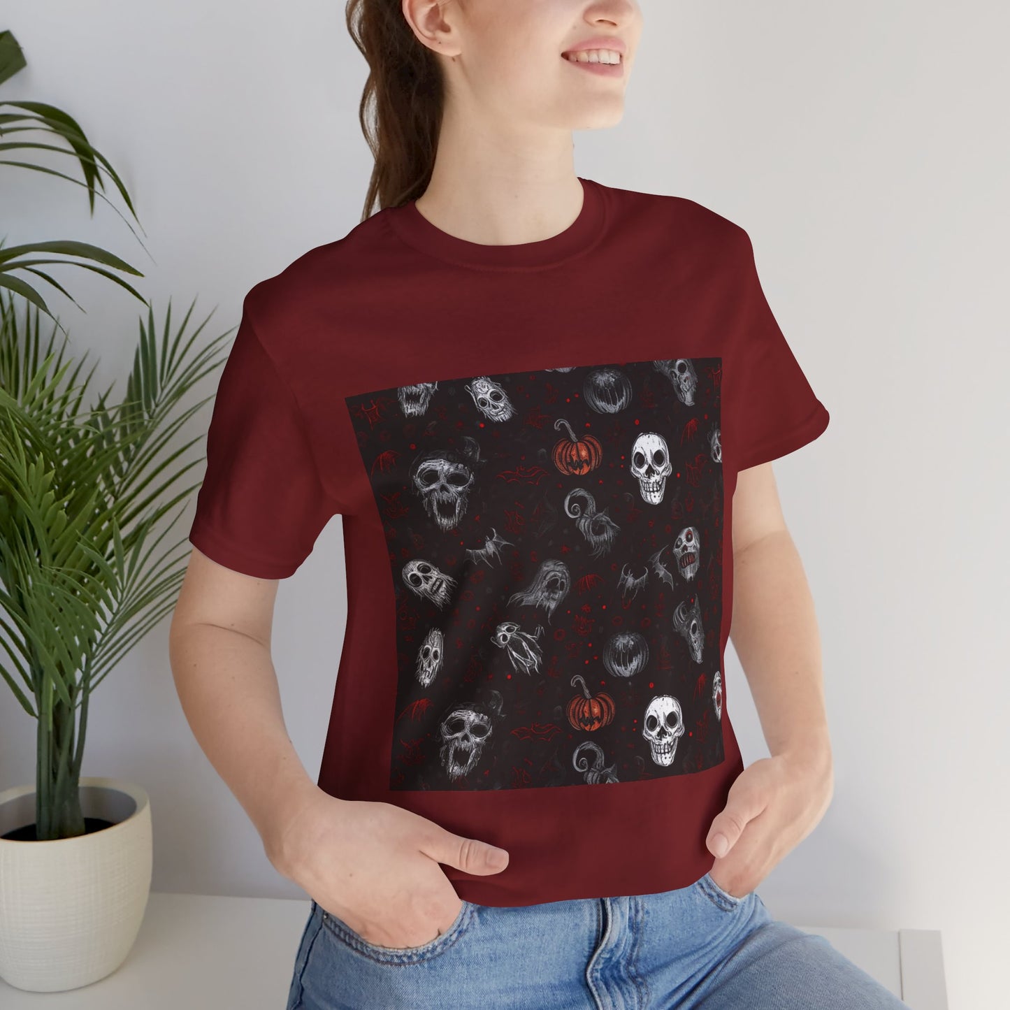 Scary Halloween Pattern Unisex Jersey Short Sleeve Tee