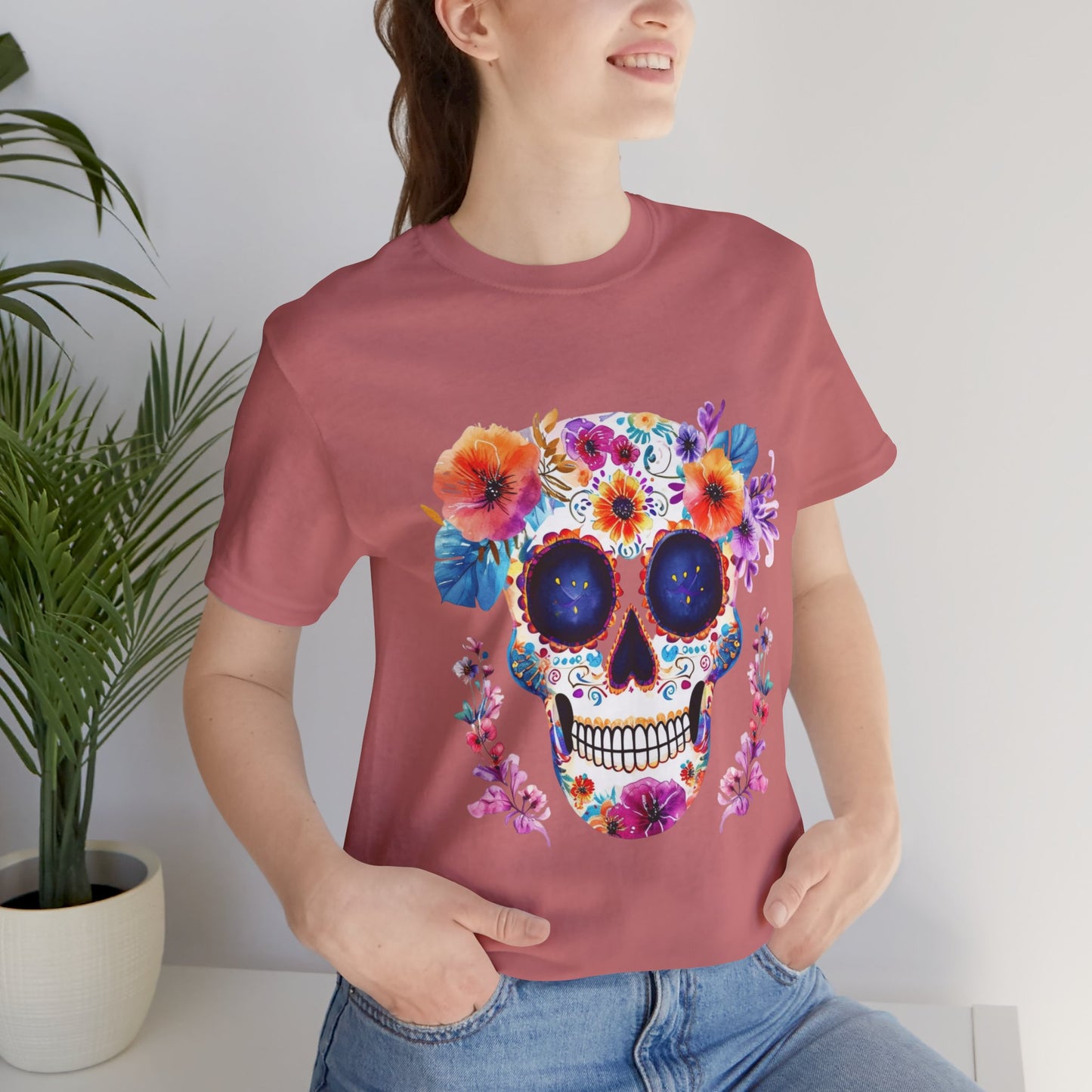 Day of the dead sugar skull Unisex Jersey Short Sleeve Tee