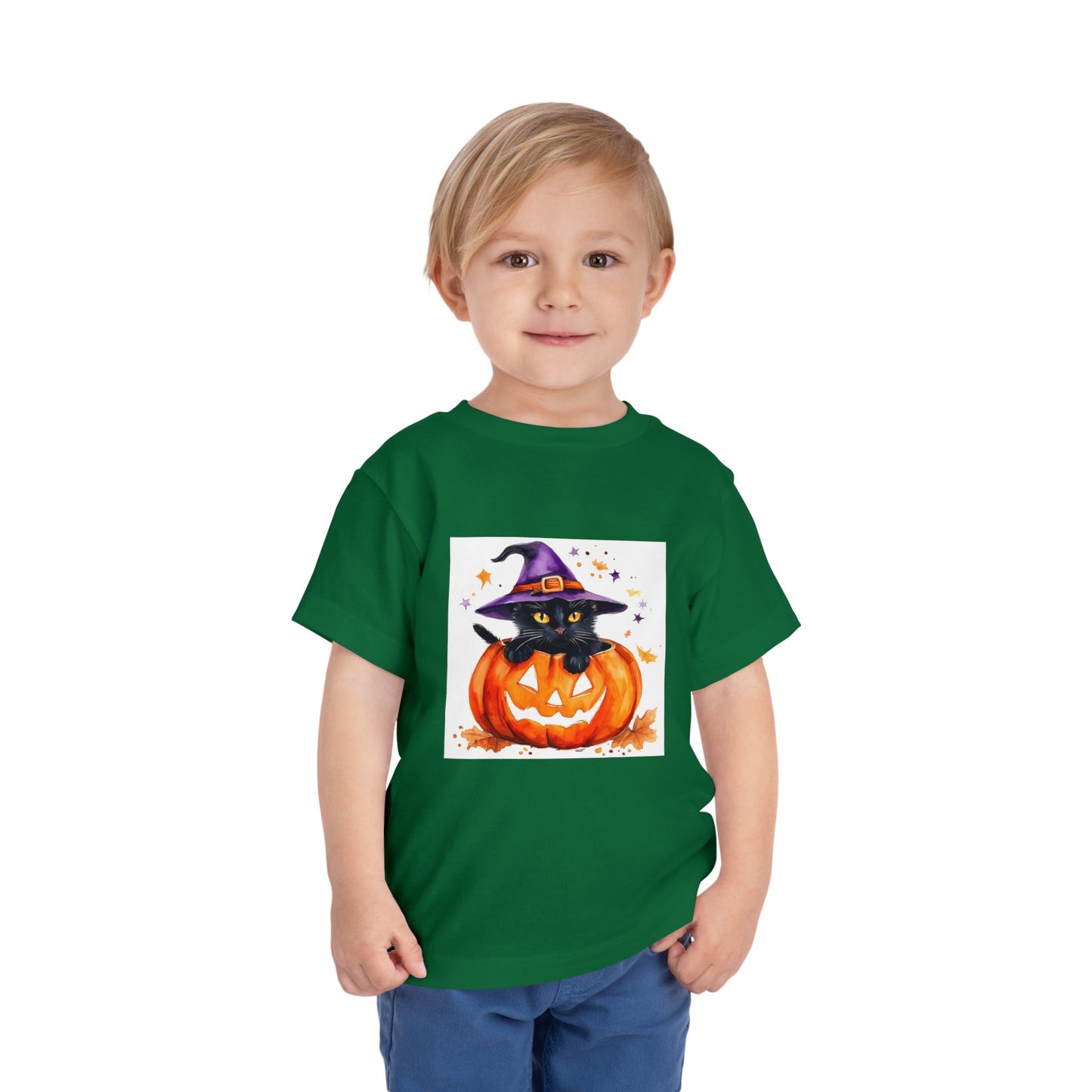 Cute Halloween Cat Toddler Short Sleeve Tee