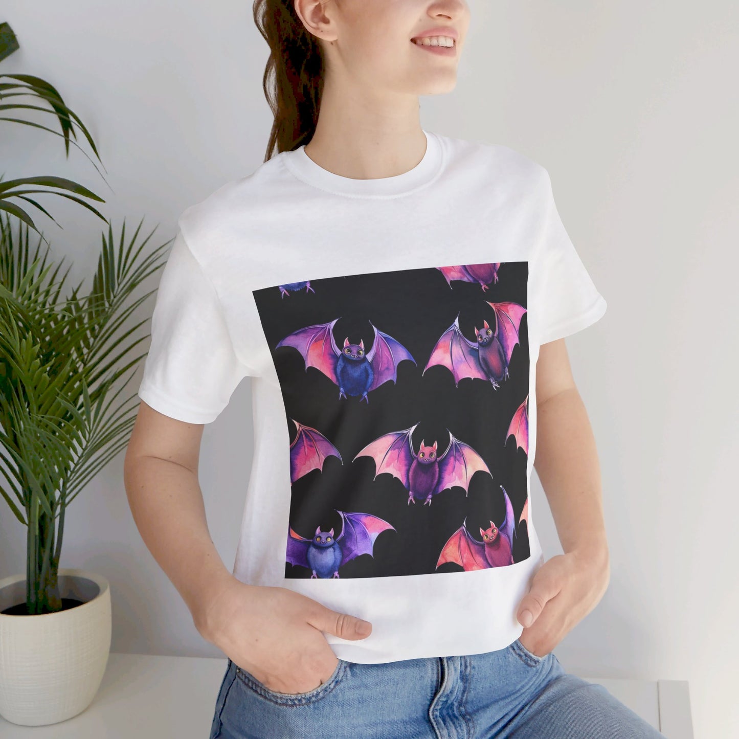 Bright Bat Pattern Unisex Jersey Short Sleeve Tee