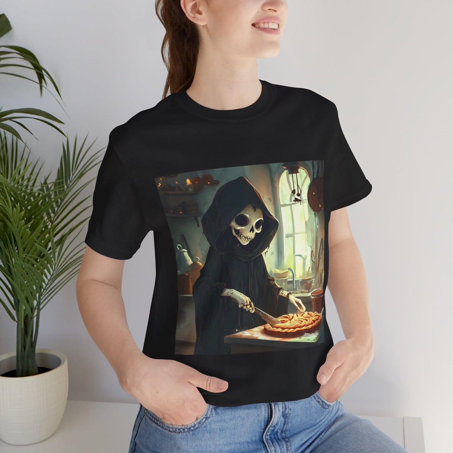 Grim Reaper Baking Pie Unisex Jersey Short Sleeve Tee