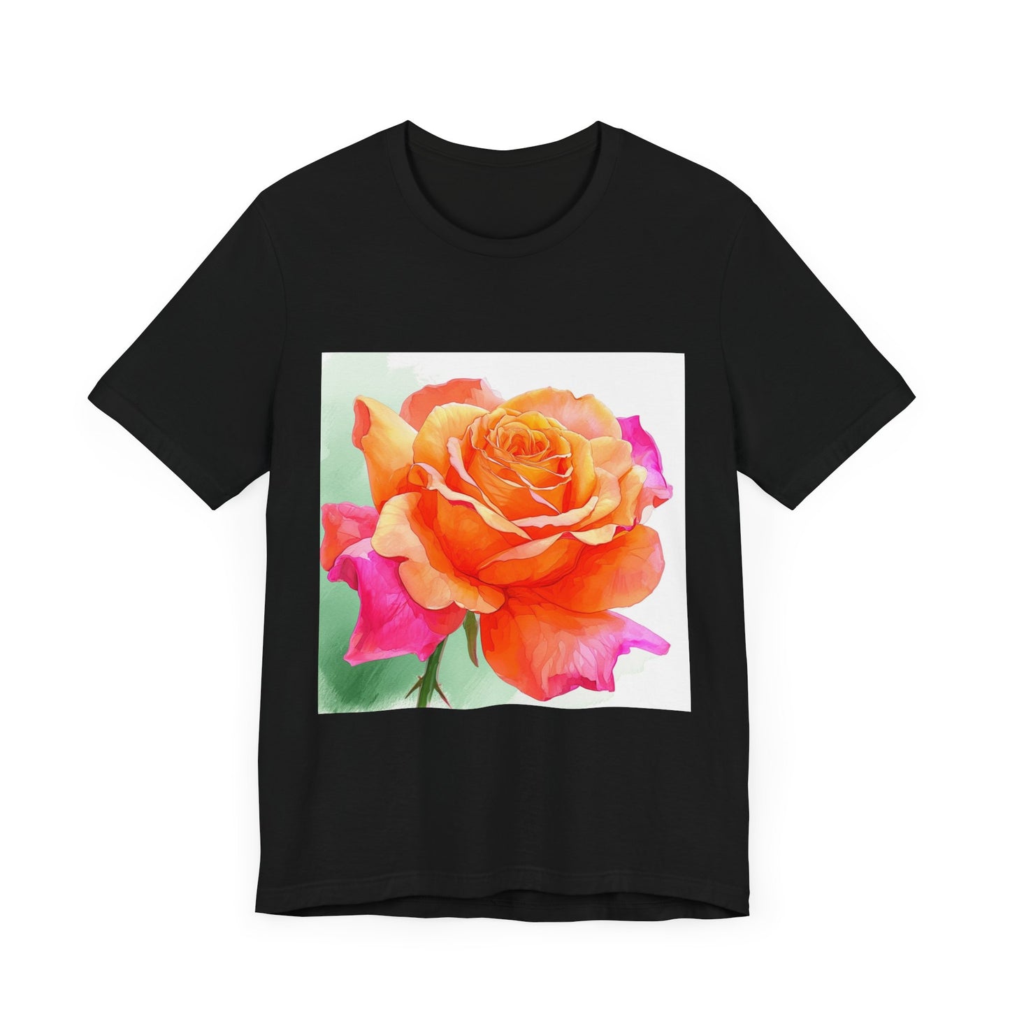 Radiant Rose Art Unisex Jersey Tee - Vibrant Rose Design