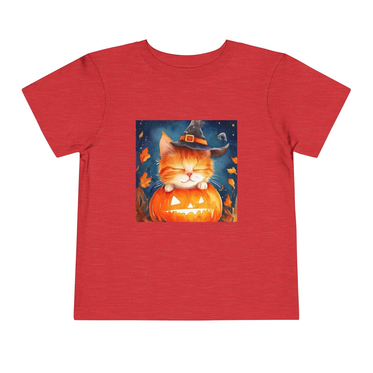 Cute Orange Cat on a Pumpkin Toddler Short Sleeve Tee