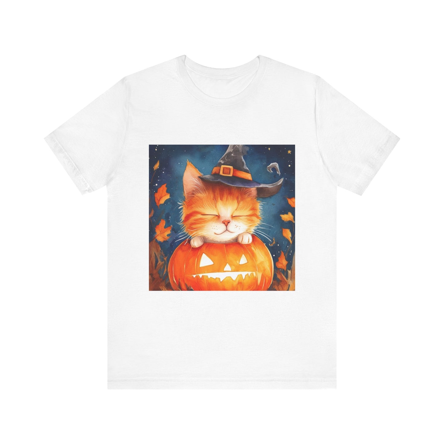 Cute Orange Cat on a pumpkin Unisex Jersey Short Sleeve Tee